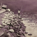 Fishing In The Kootenays | watercolour | 11 x 15