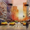 Sunset Street | watercolour | 16 x 20