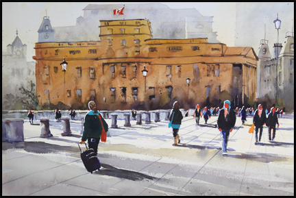 Rex Beanland, Canada House, I'm Coming, watercolour, 20 X 30
