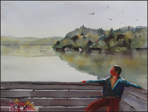 Rex Beanland, From The Boat House, watercolour, 16 x 12
