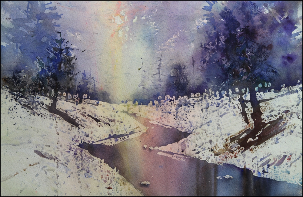 Rex Beanland, Elbow Creek 2, watercolour, 15 x 22
