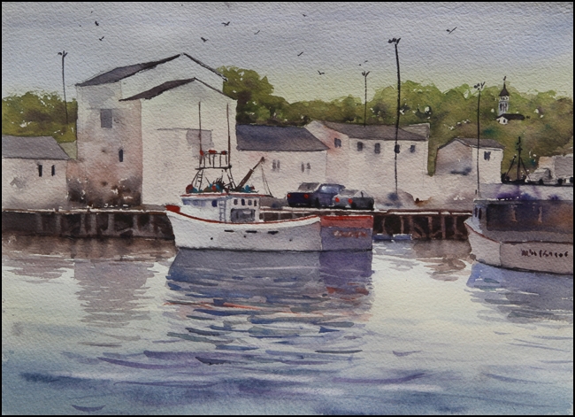 Rex Beanland, Digby Harbour, watercolour, 11 x 15