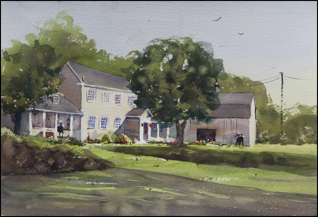 Rex Beanland, Officer's House, watercolour, 11 x 15