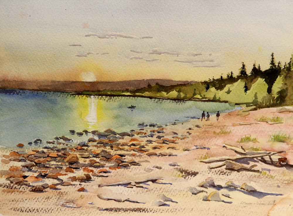 Rex Beanland, Slave Lake, watercolour, 9 x 12